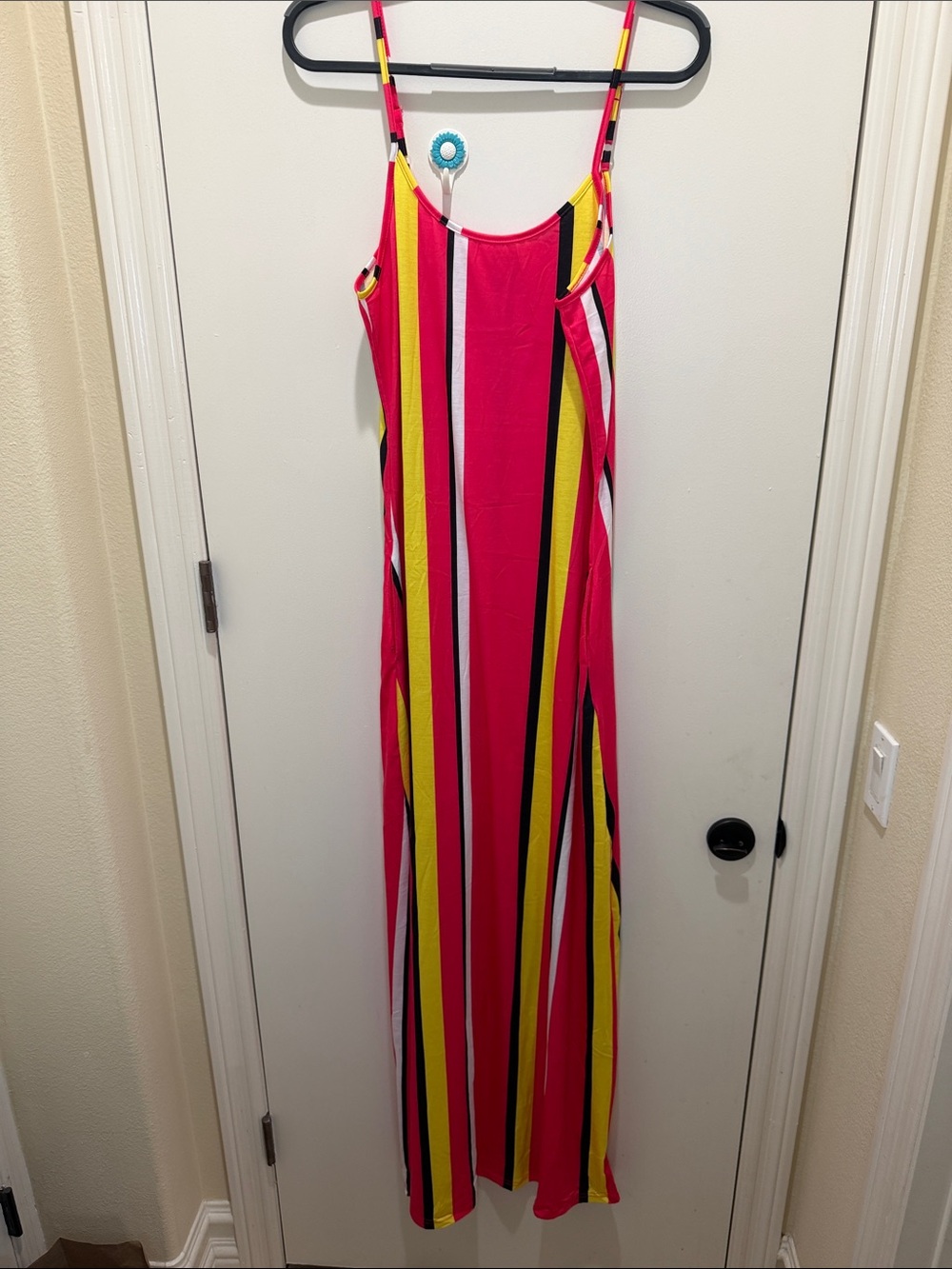 Women's Pink Striped Maxi Dress - Sleeveless Summer Slip Dress